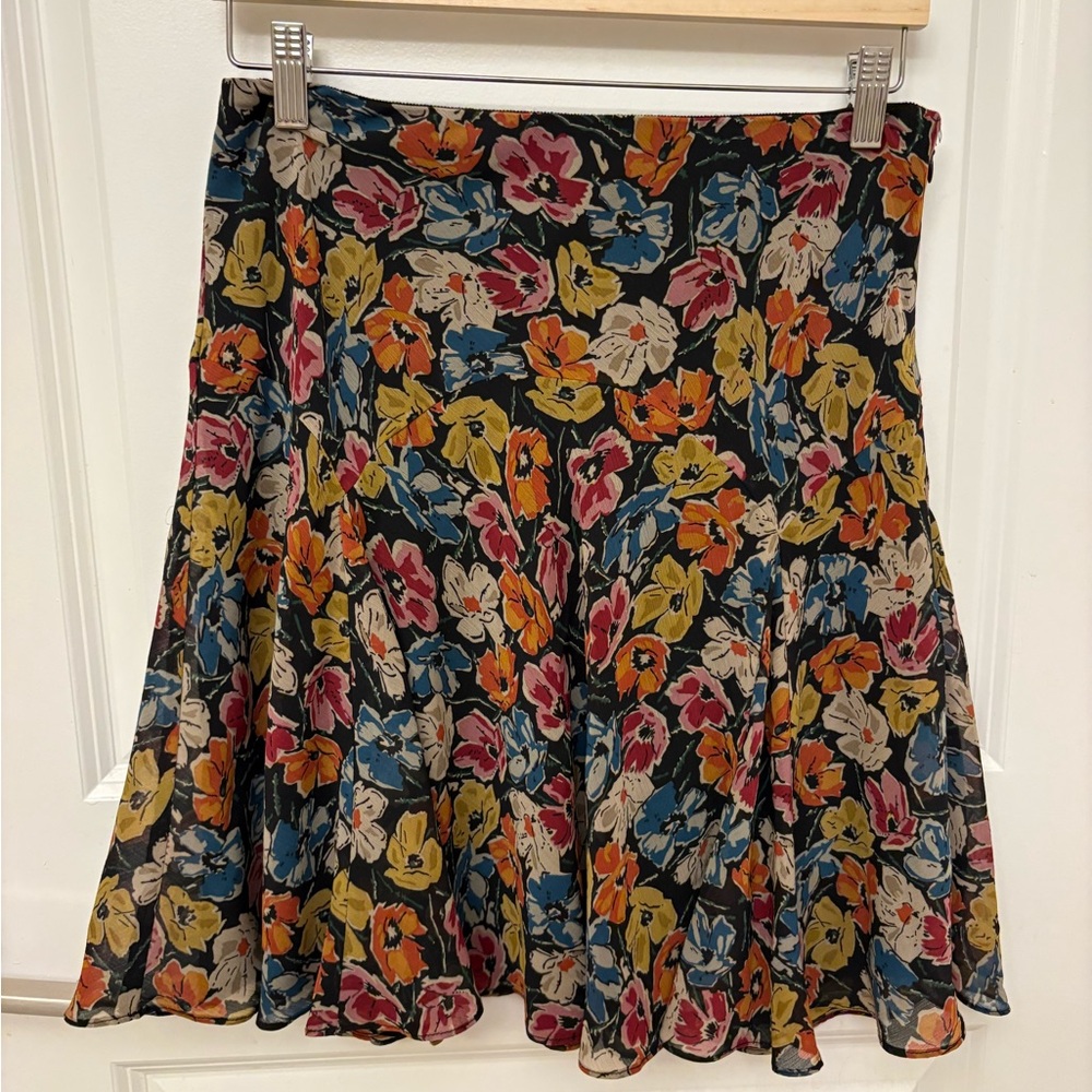 Lauren Ralph Lauren Floral Crinkle Georgette Skirt Womens Size 6 Elegant